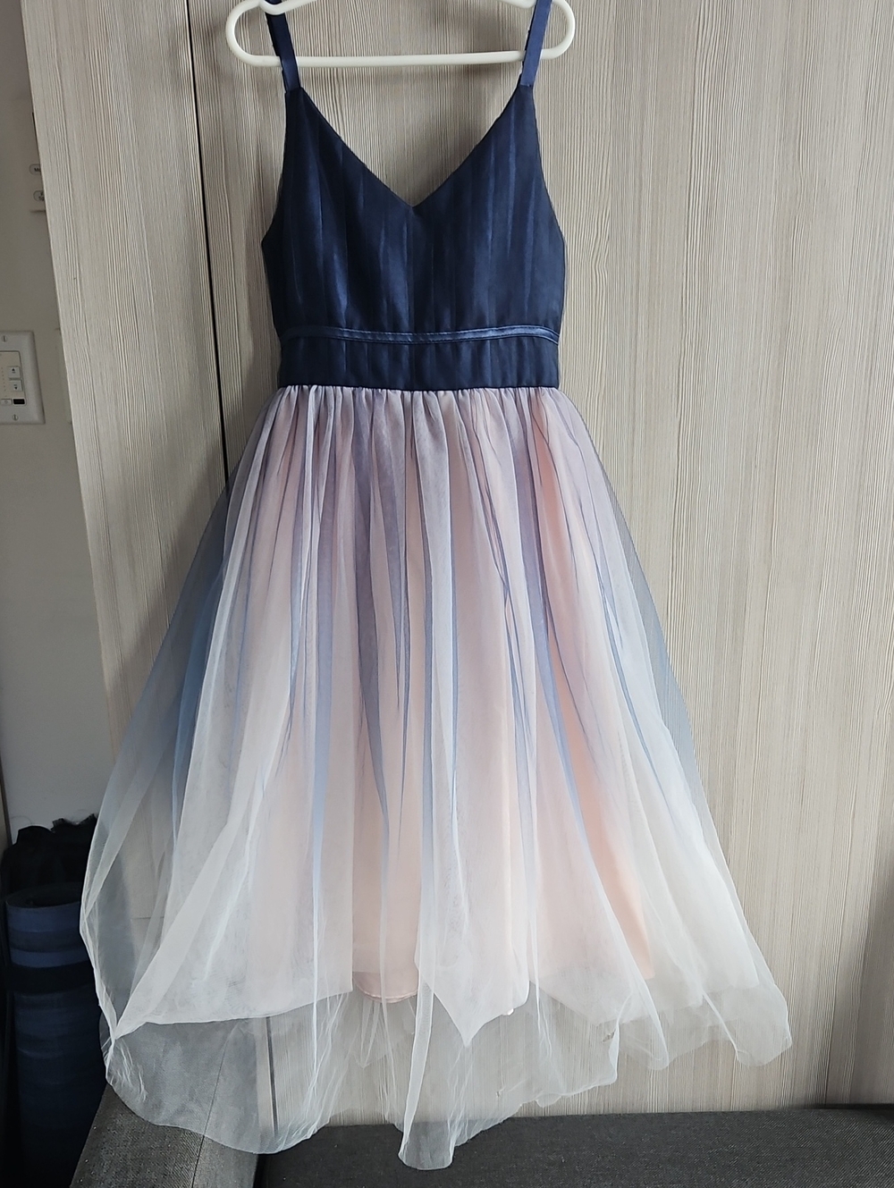 Navy and Blush Tulle Formal Dress Size 7-9